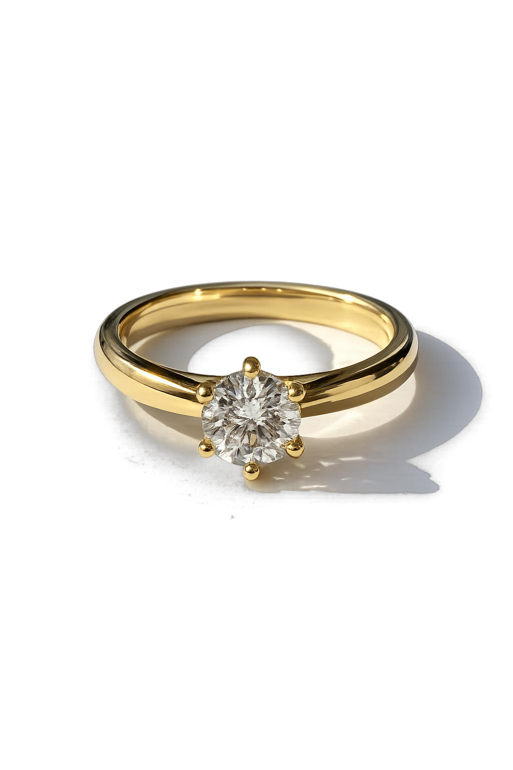1.0ct Classic 6-Prong Solitaire Ring | Solid 2.5mm Gold Band