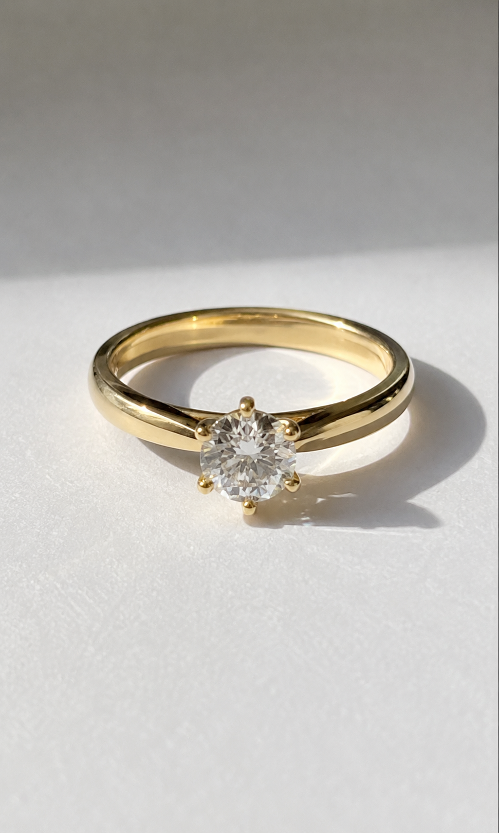 1.2ct Classic 6-Prong Solitaire Ring | Solid 2.5mm Gold Band