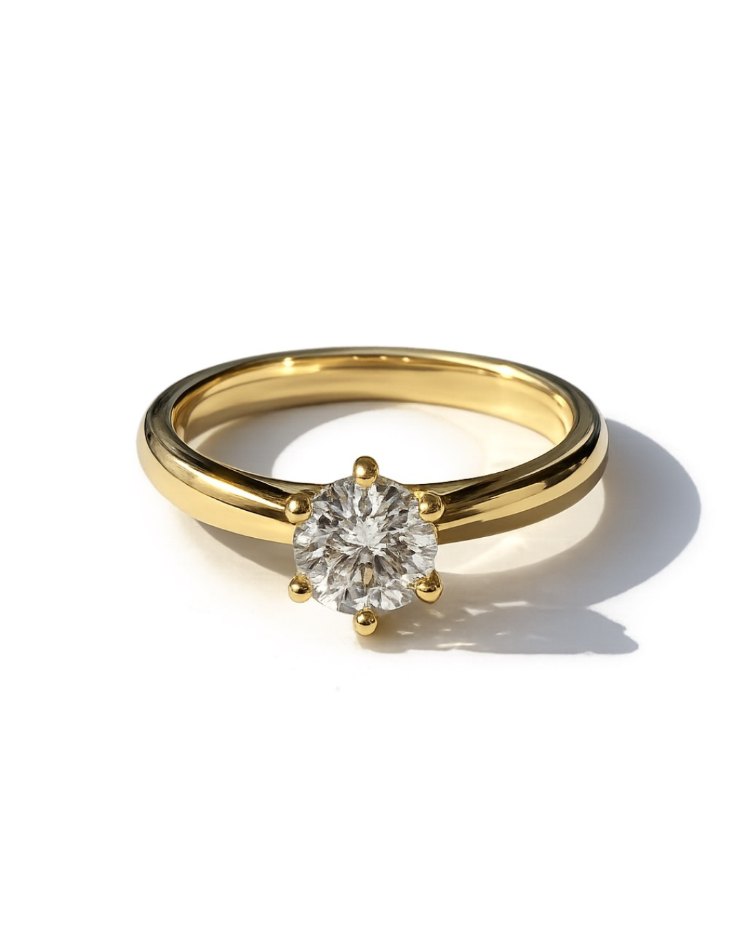 1.0ct Classic 6-Prong Solitaire Ring | Solid 2.5mm Gold Band