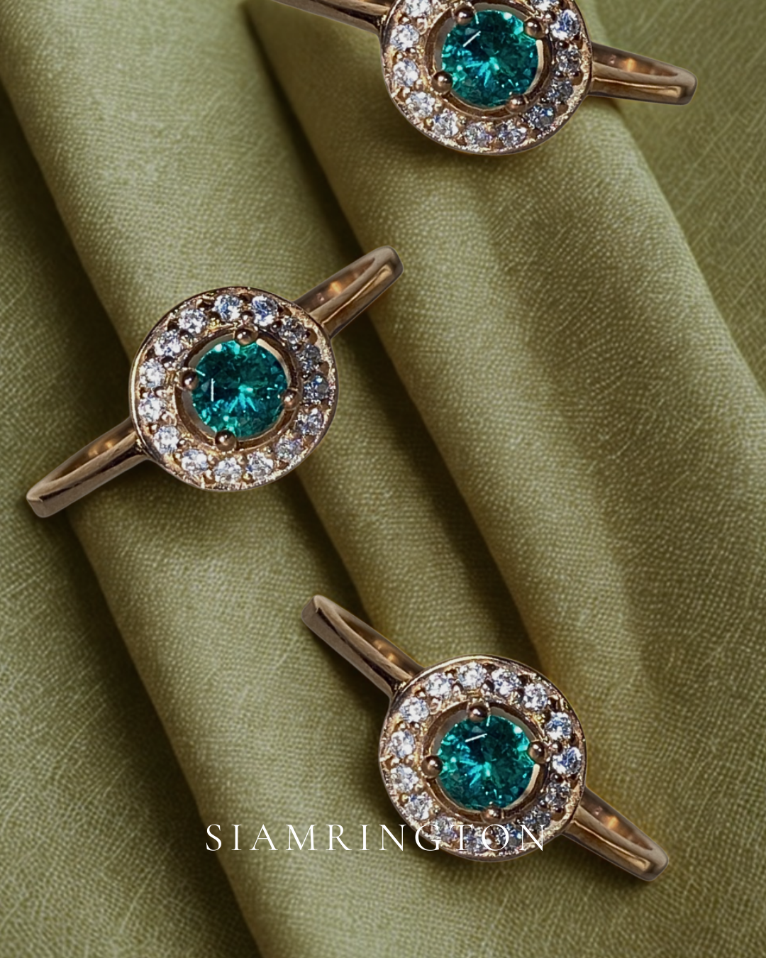 Celestial Saturn Emerald Ring with Symmetrical Halo