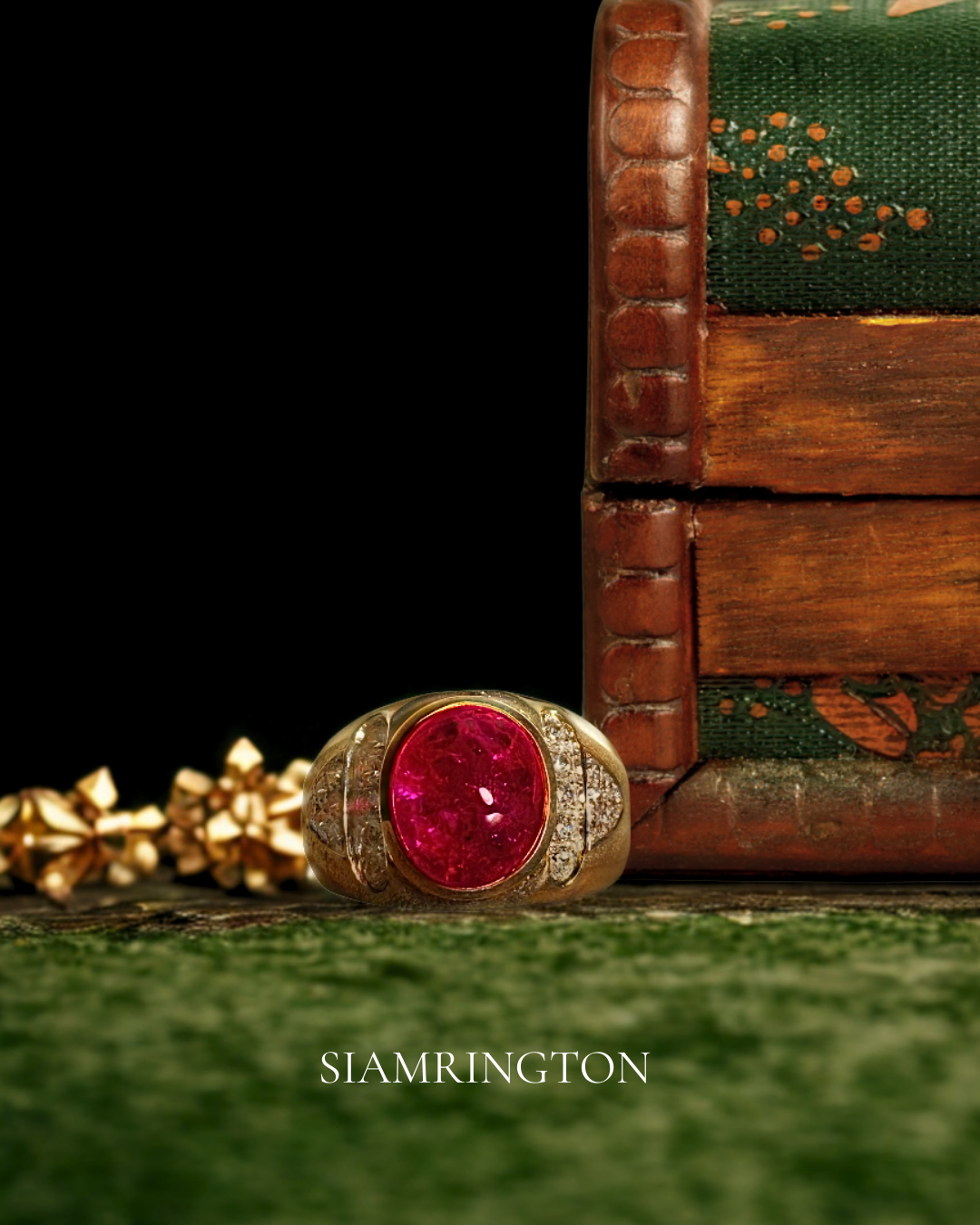Oval-Cut Ruby Ring with Floral Diamond Halo