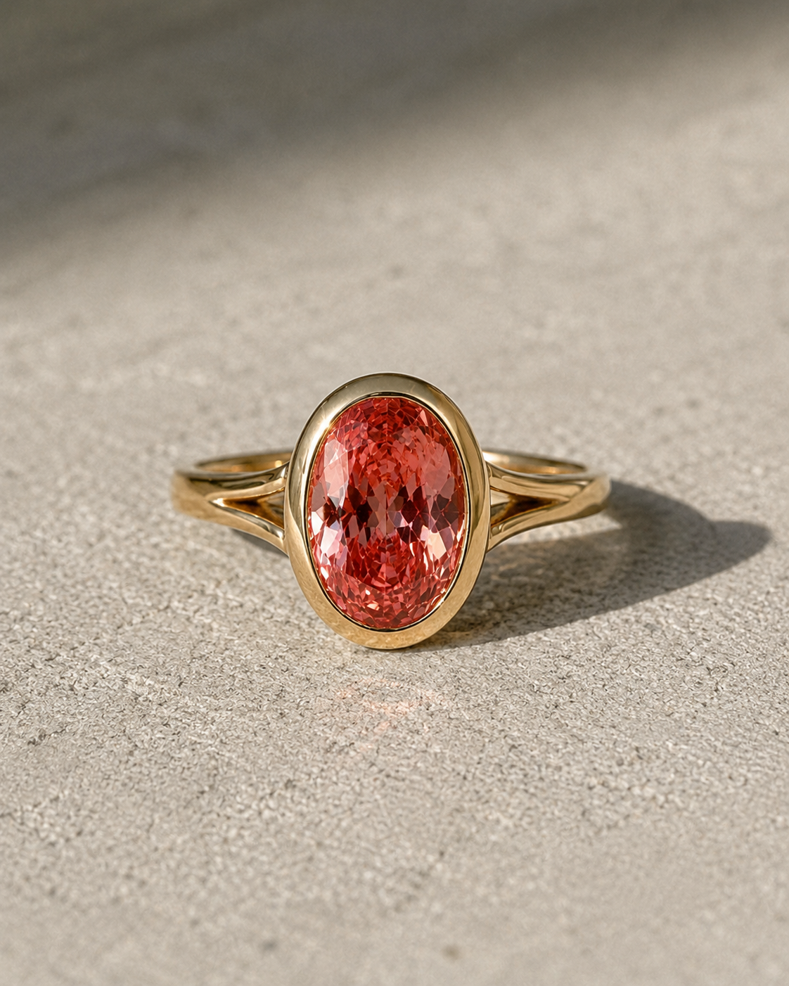 Oval Padparadscha Sapphire Engagement Ring