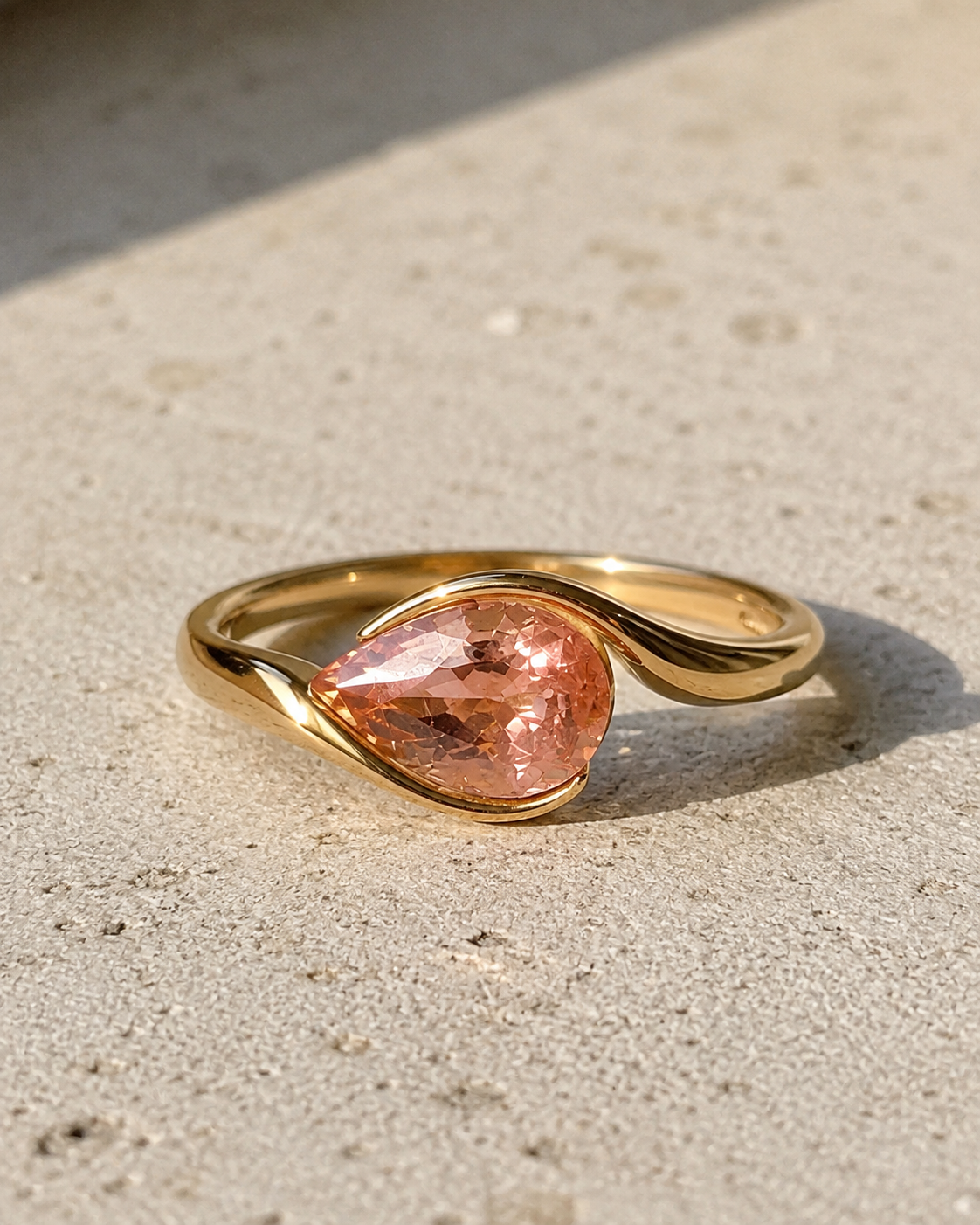 Pear Padparadscha Sapphire Bypass Engagement Ring