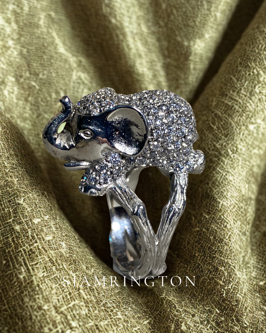 Siamese Elephant Diamond Ring