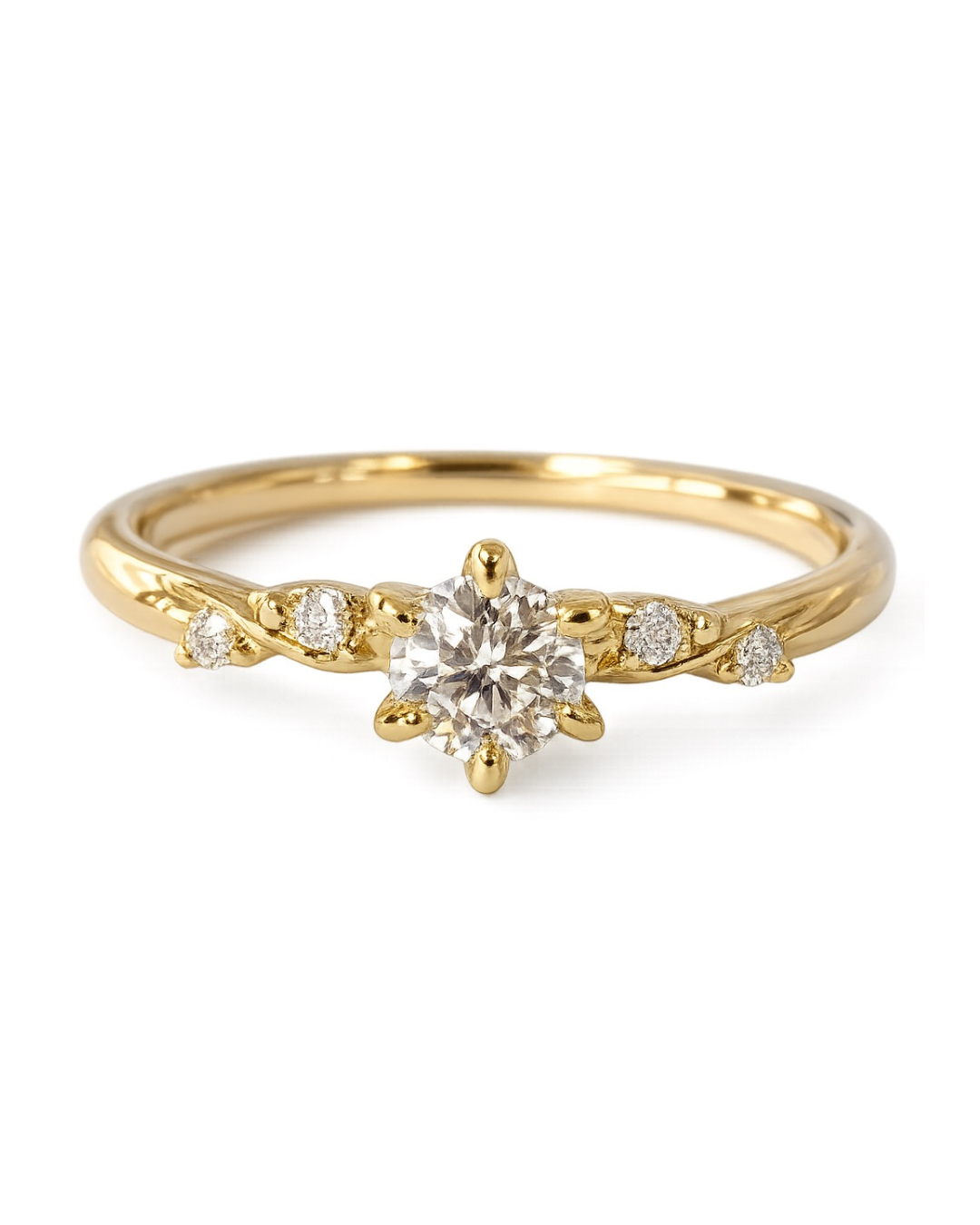 The 'Lyra' Twisted Vine Round Diamond Engagement Ring