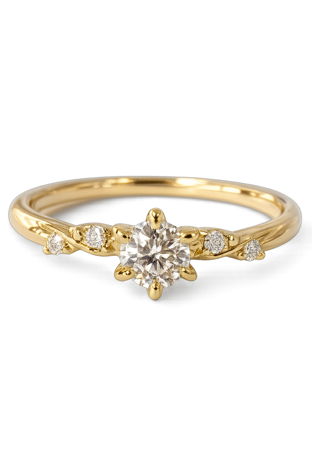 The 'Lyra' Twisted Vine Round Diamond Engagement Ring
